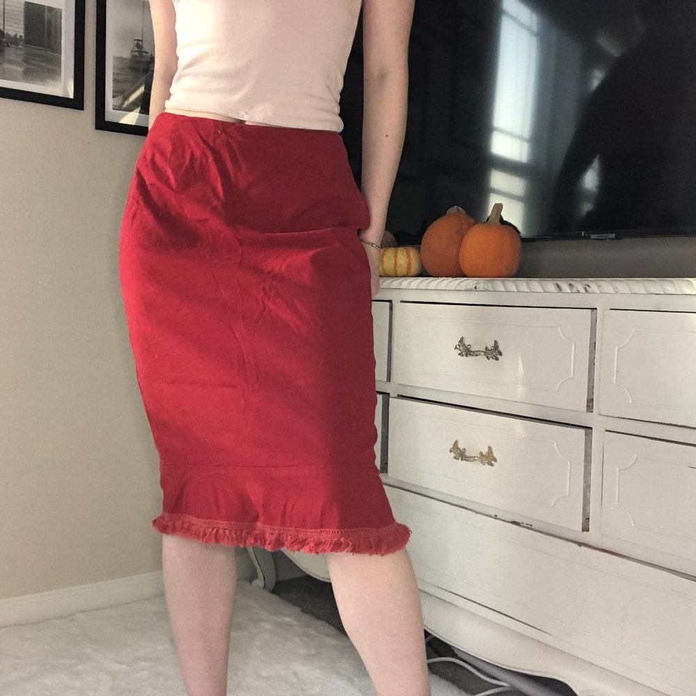 Red Midi Skirt Nanette Lepore Vintage S